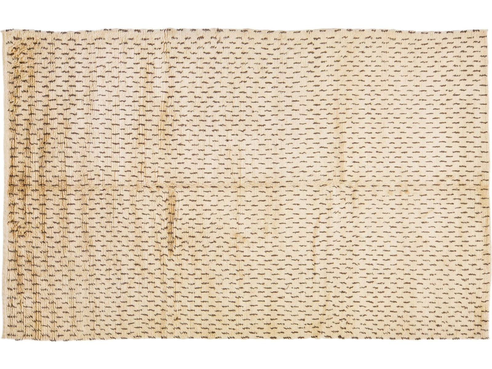 Modern Tan Moroccan Rug 7 X 11