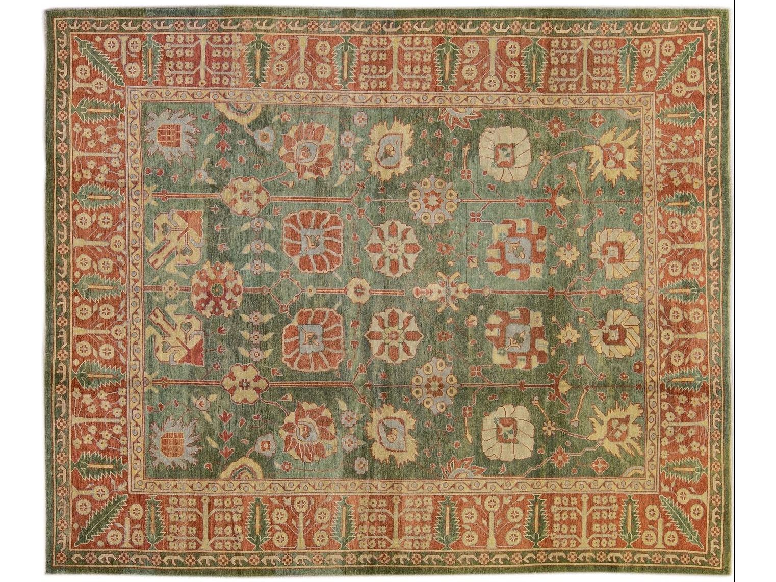 Modern Oushak Wool Rug 10 X 12