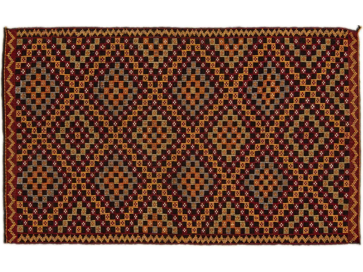 Vintage Soumak Wool Rug 6 X 9