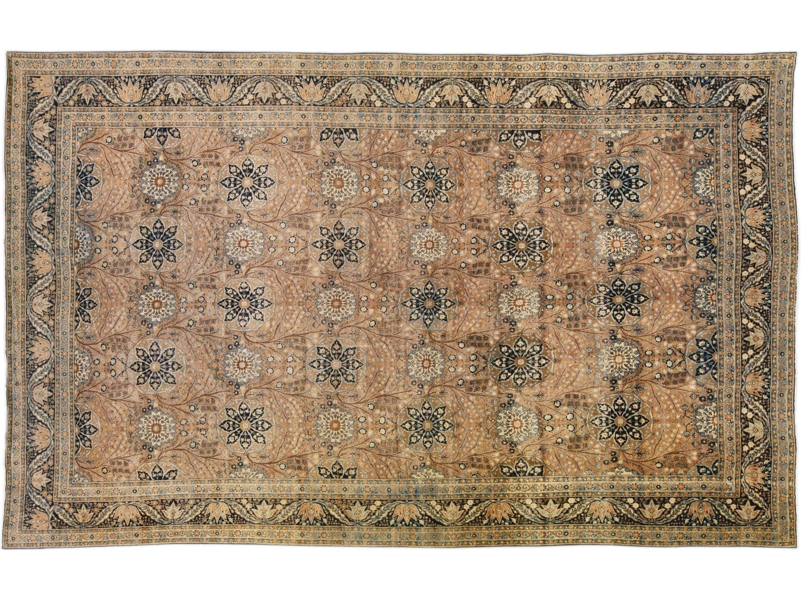 Antique Tabriz Wool Rug 12 X 20