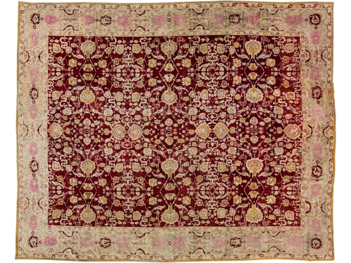 Antique Agra Wool Rug 12 X 15