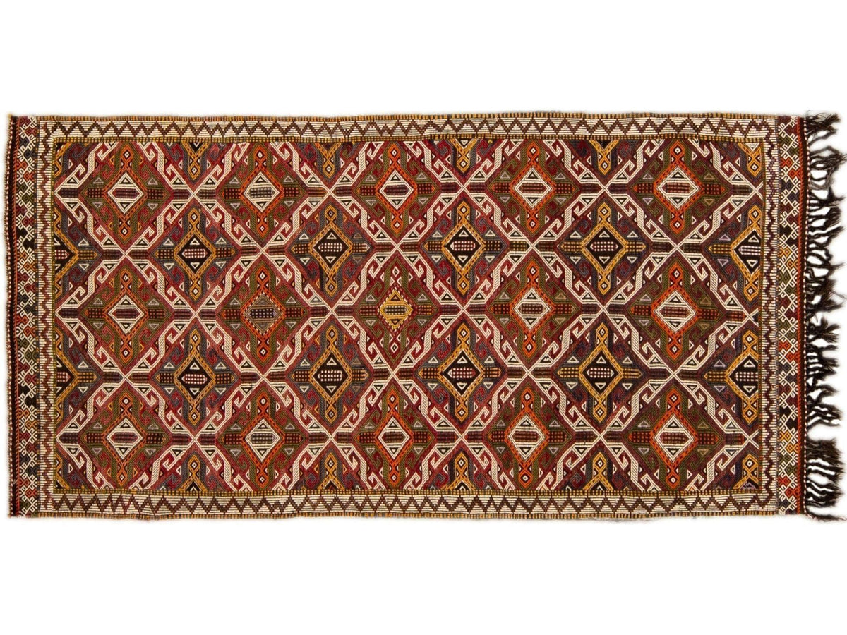 Vintage Soumak Wool Rug 5 X 10