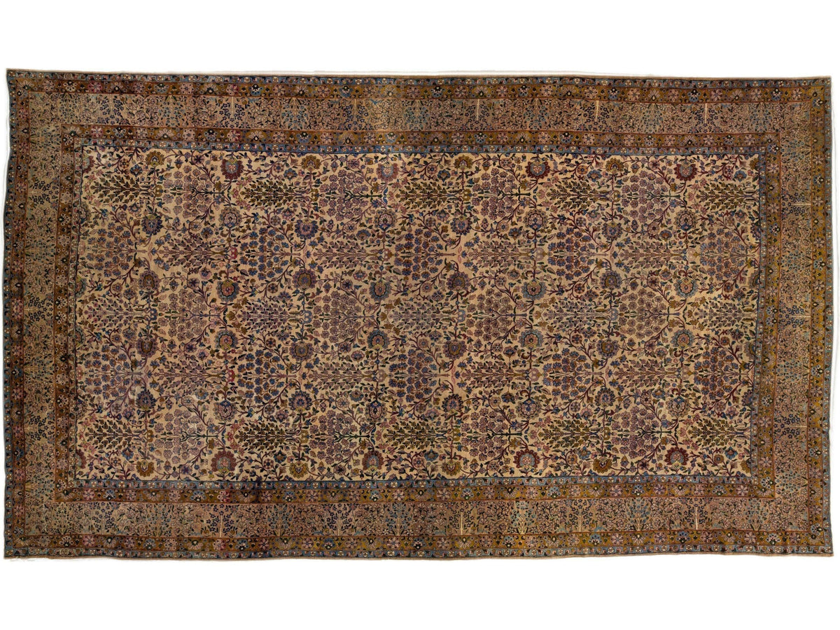 Antique Kerman Wool Rug 13 X 22