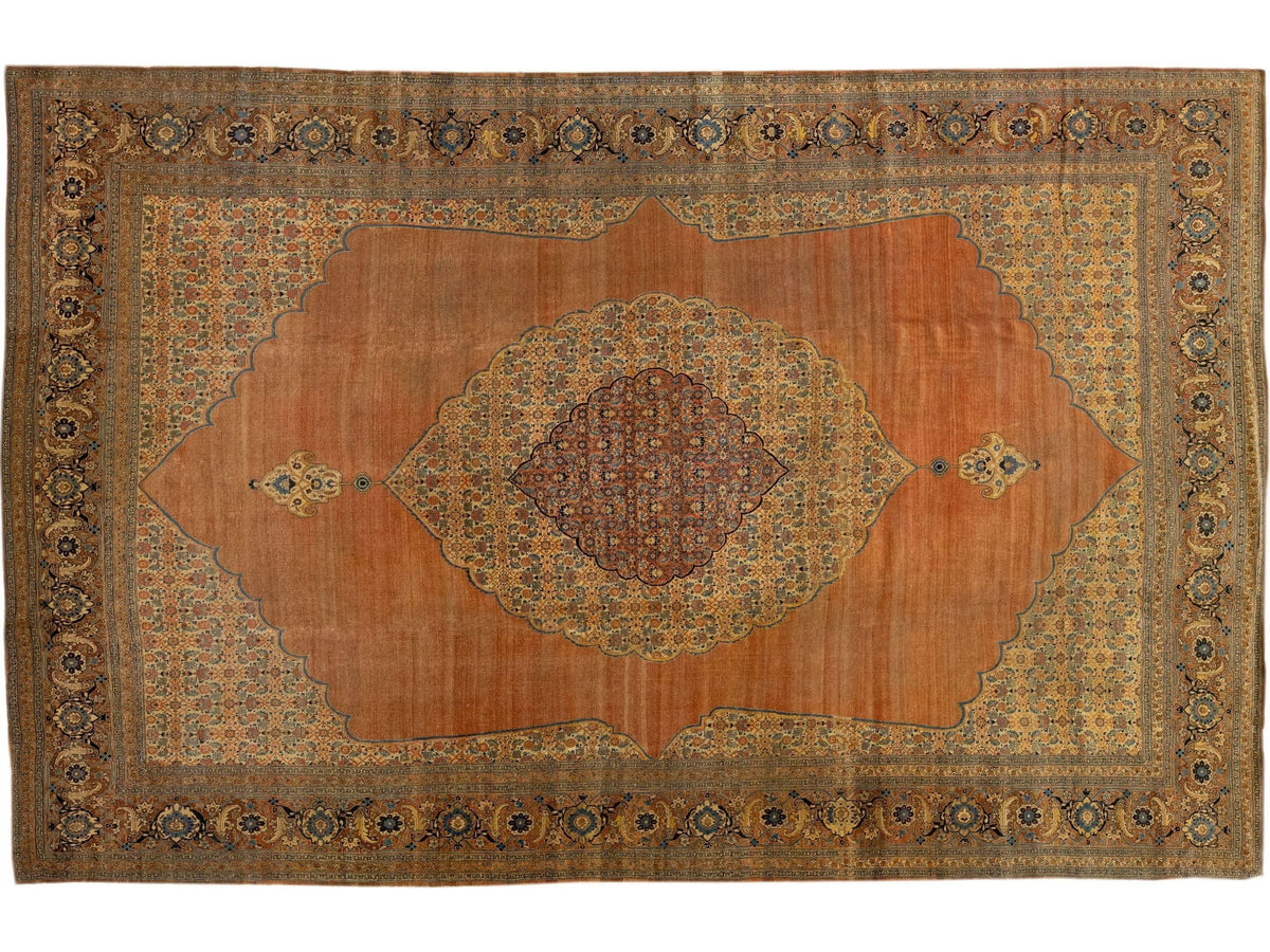 Antique Tabriz Wool Rug 11 X 18