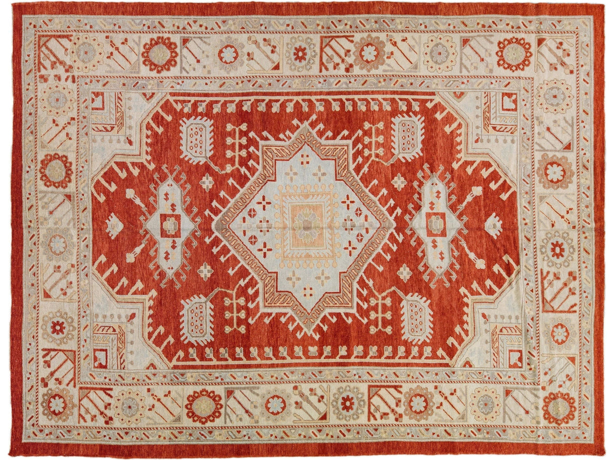 Modern Oushak Wool Rug 11 X 14