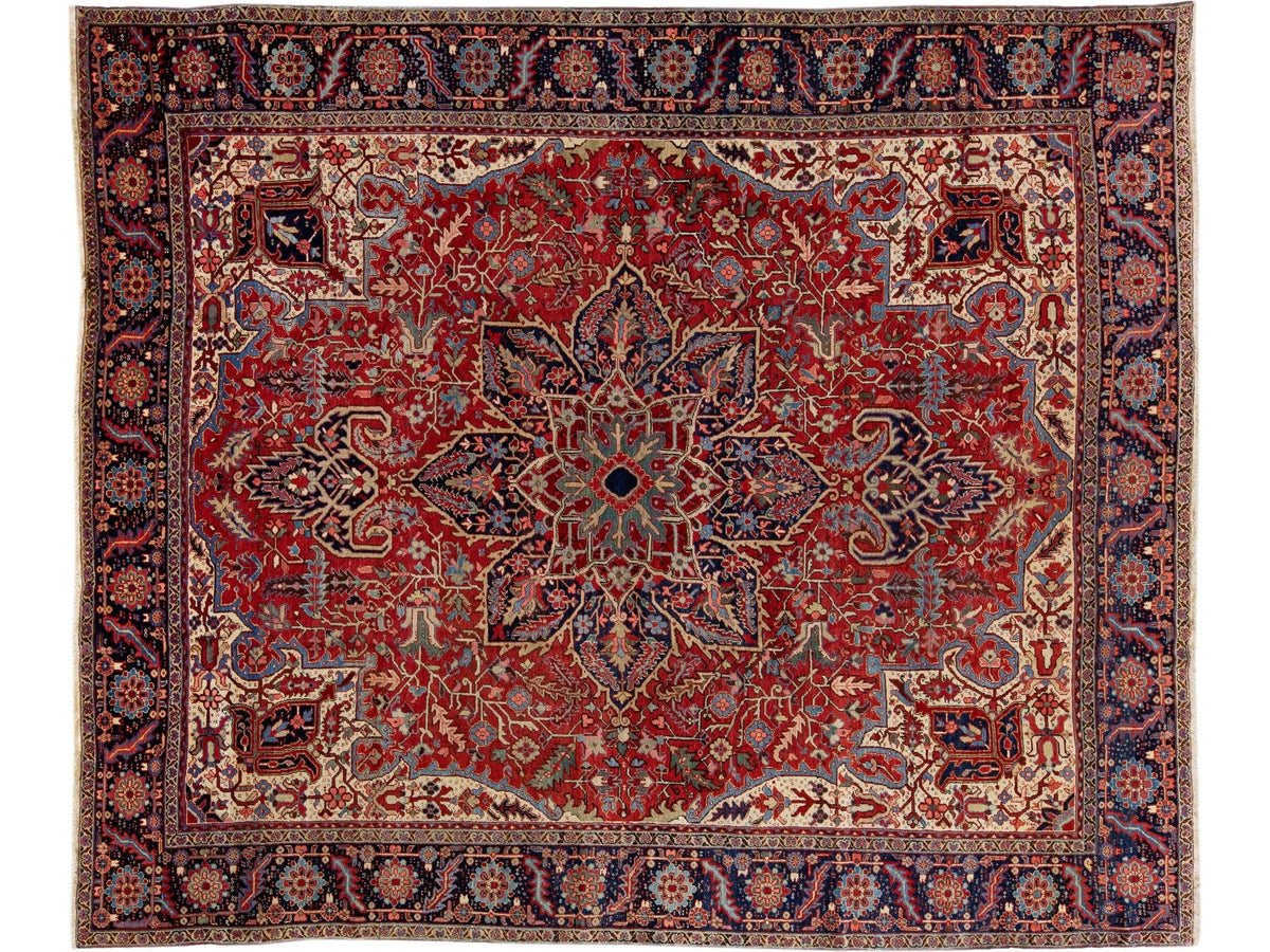 Antique Heriz Wool Rug 11 X 14