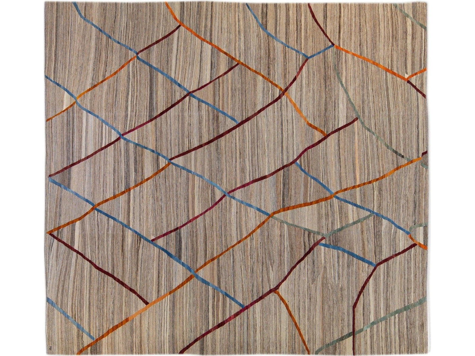 Modern Kilim Square Wool Rug 9 X 10
