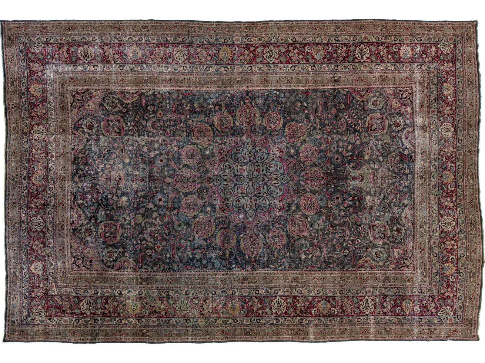Antique Overdyed Wool Rug 12 X 17