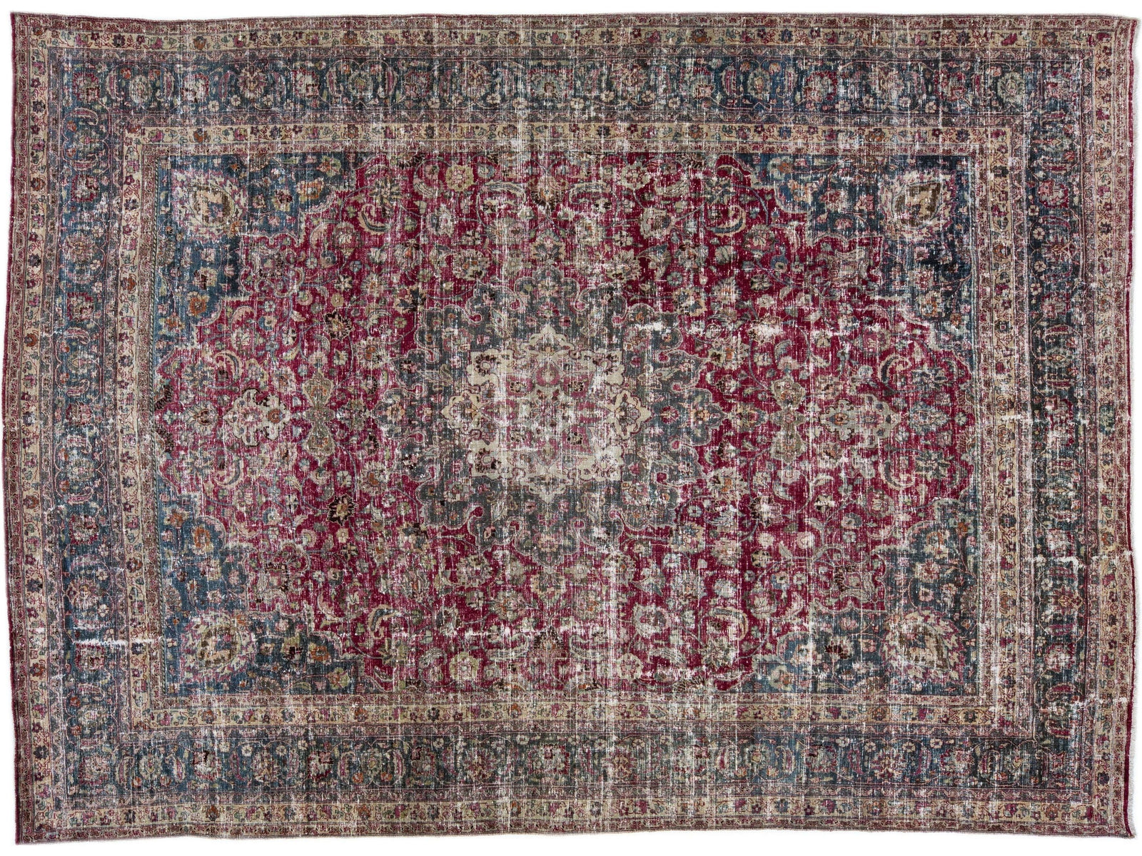 Vintage Mashad Style Wool Rug 11 X 15