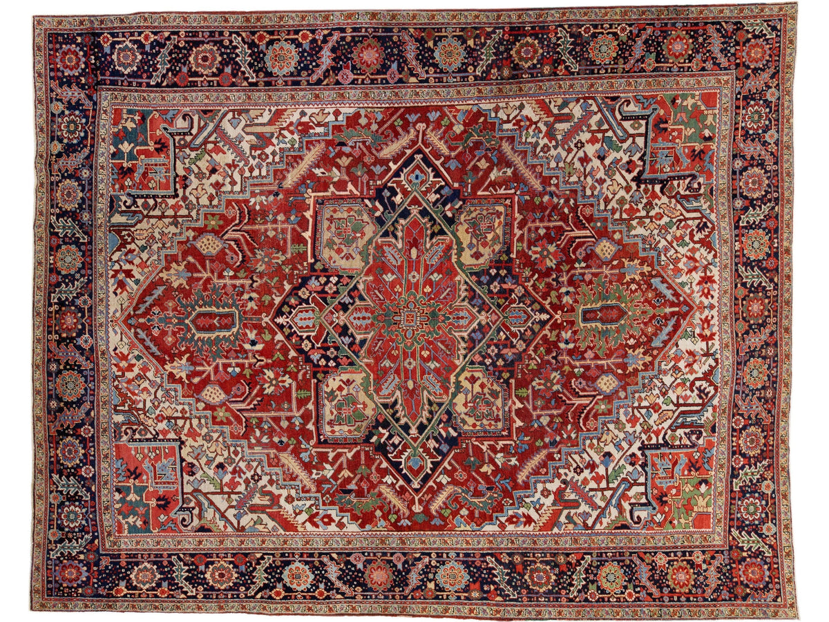 Antique Heriz Wool Rug 11 X 13