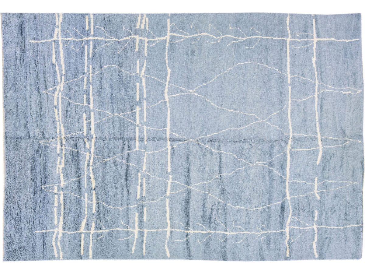 Modern Moroccan Wool Rug 10 X 14