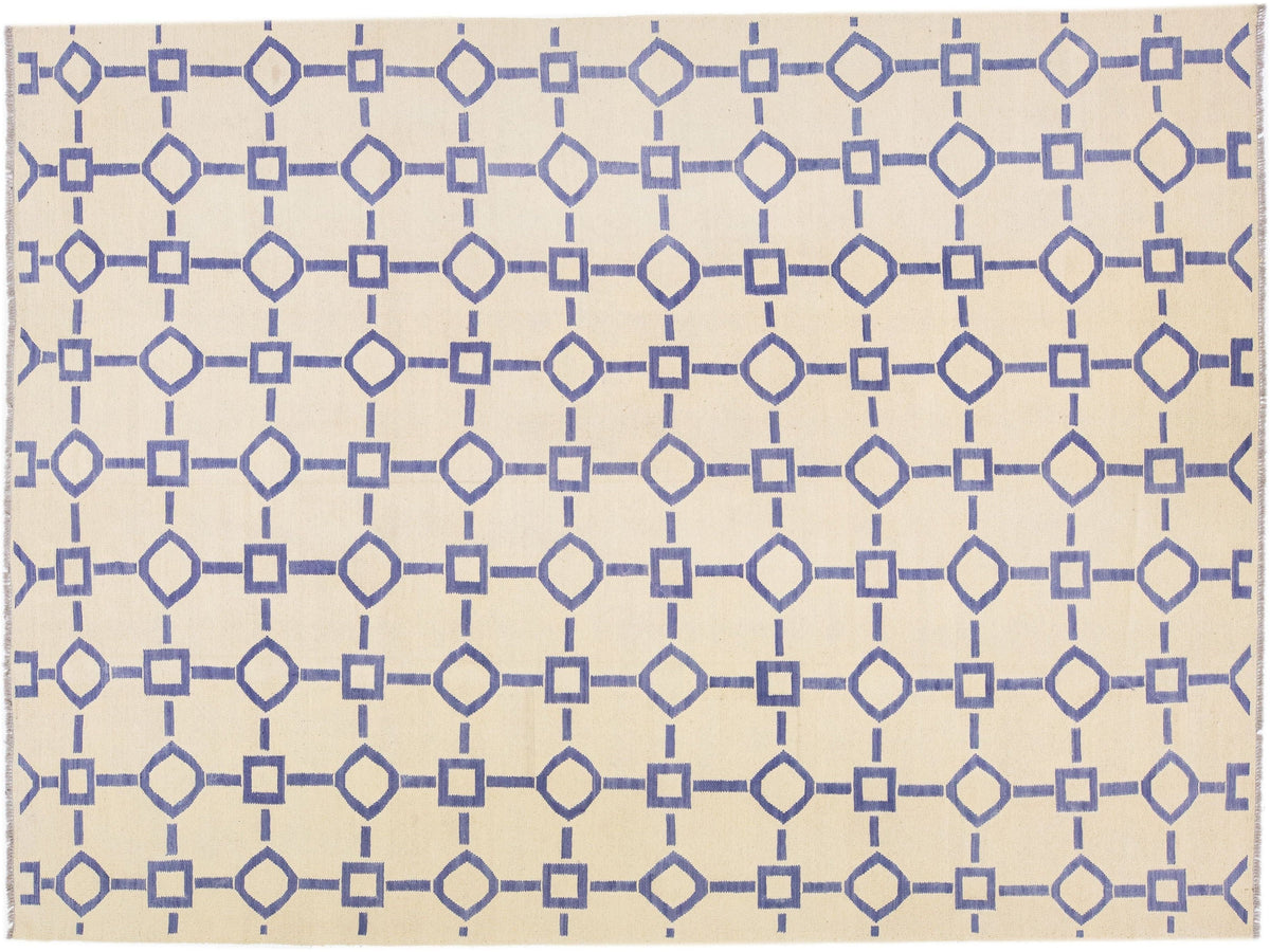 Modern Flat-Weave Wool Rug 9 X 12