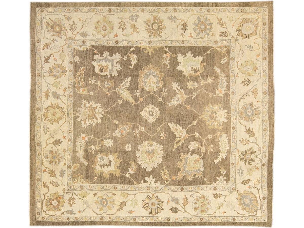 Modern Oushak Wool Rug 13 X 14