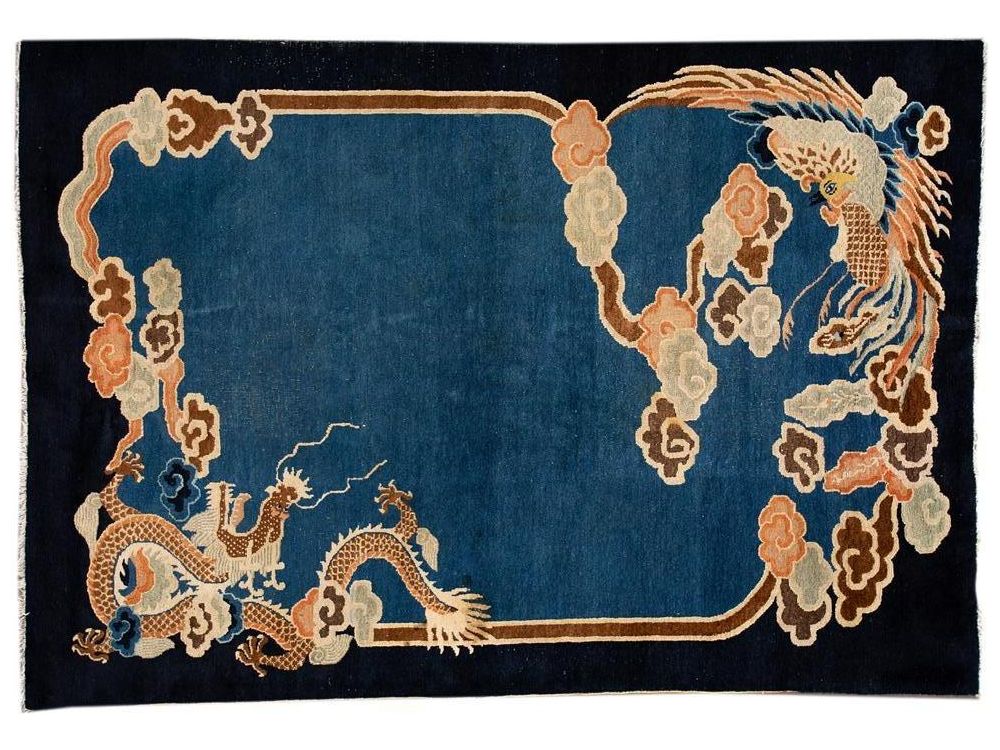 Antique Art Deco Chinese Peking Wool Rug 7 X 9