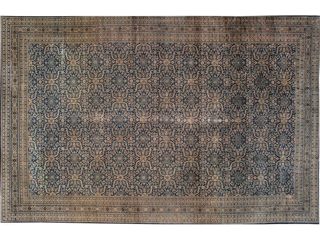 Antique Persian Tabriz Wool Rug 12 X 19