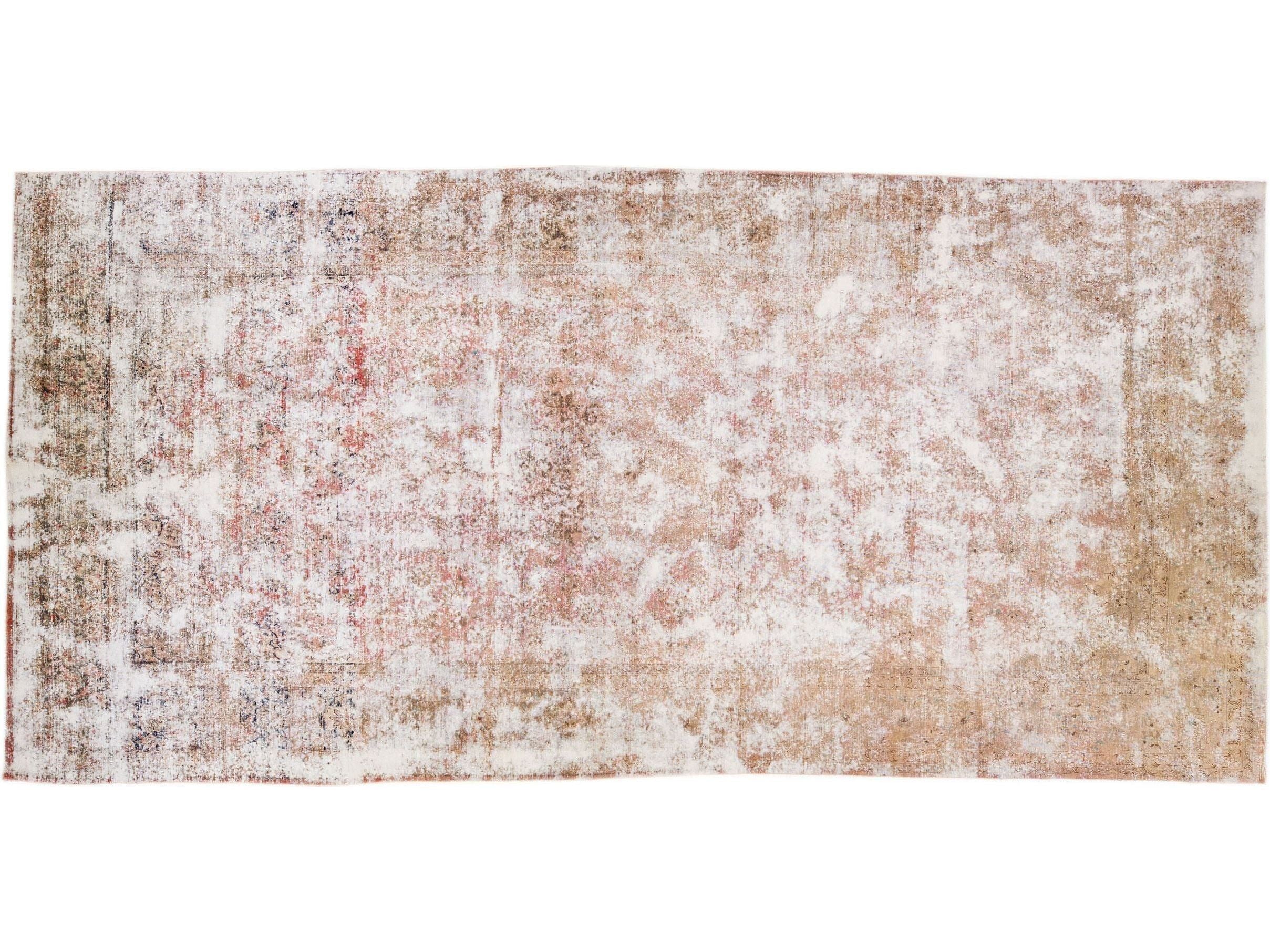 20th Century Antique Tabriz Handmade Distressed Motif Rust Wool Rug