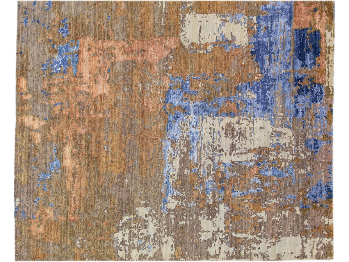Modern Indian Wool & Silk Rug 8 X 10