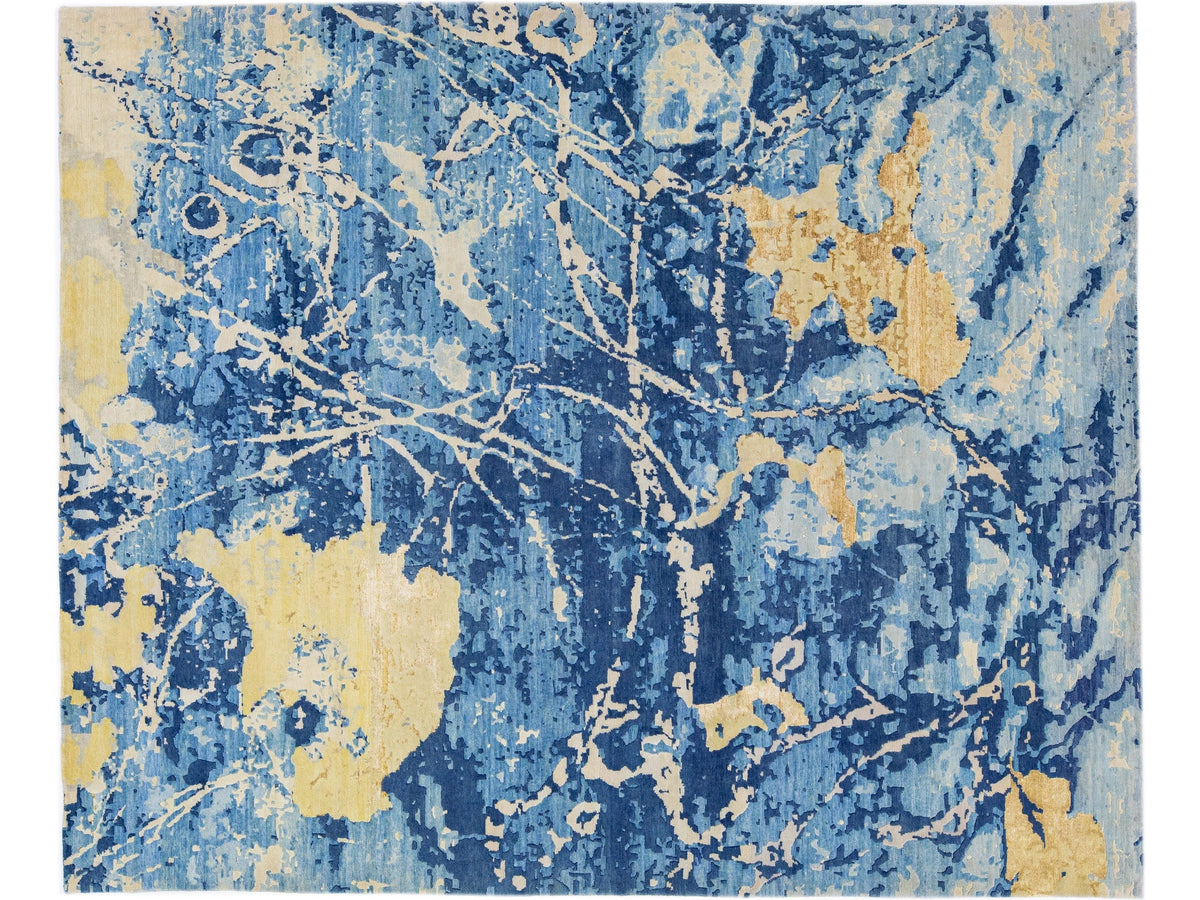 Modern Abstract Wool & Silk Rug 8 X 10