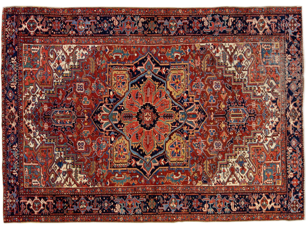 Antique Heriz Wool Rug 8 X 11