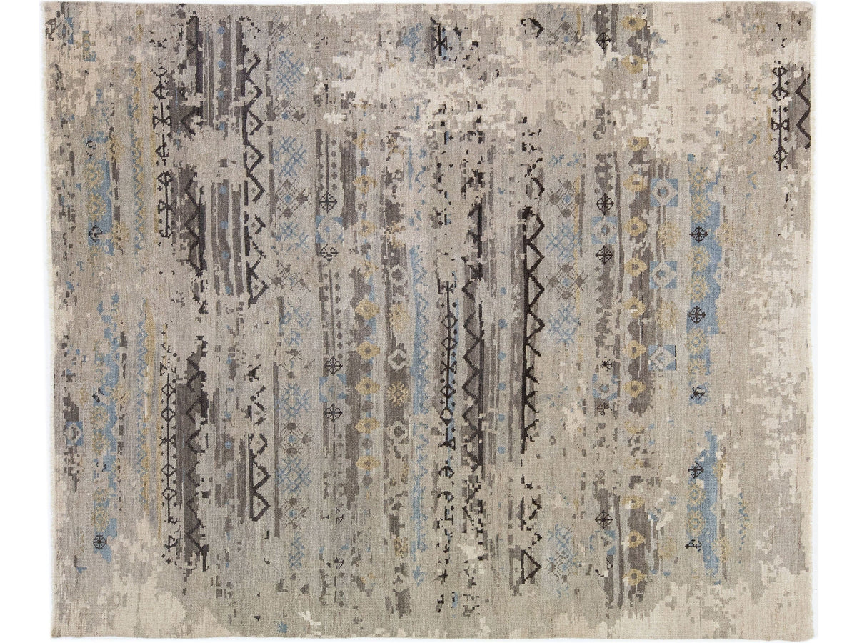 Modern Wool and Silk Rug 8 X 10