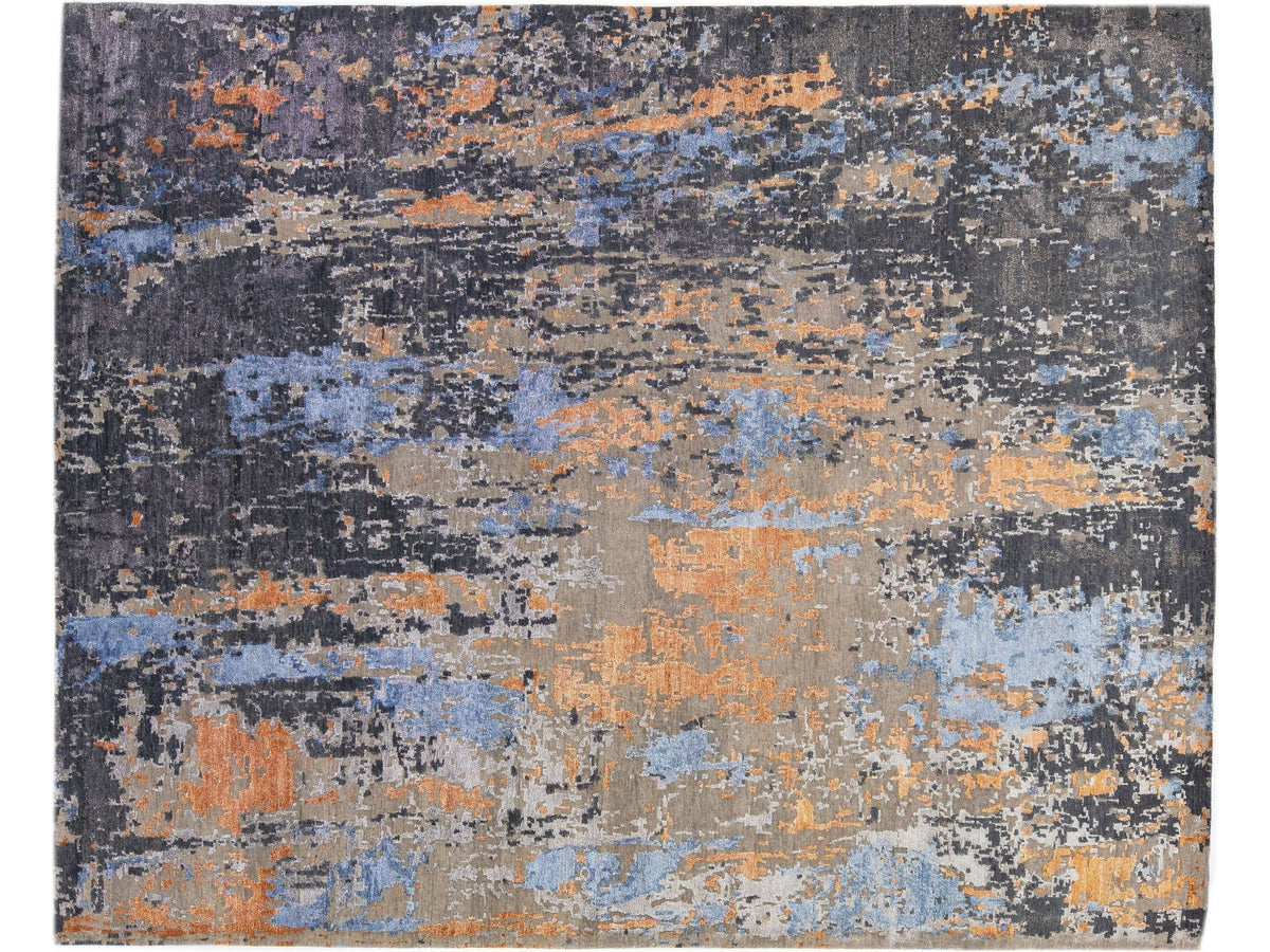 Modern Indian Wool & Silk Rug 8 X 10