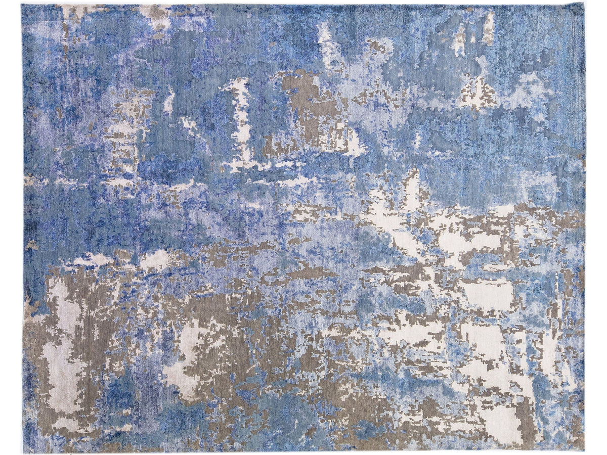 Modern Abstract Wool & Silk Rug 8 X 10