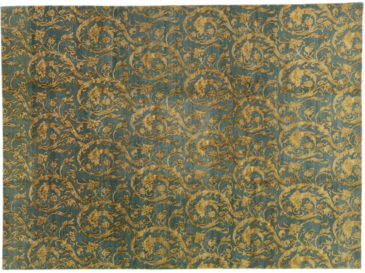 Modern Tibetan Wool & Silk Rug 9 X 12