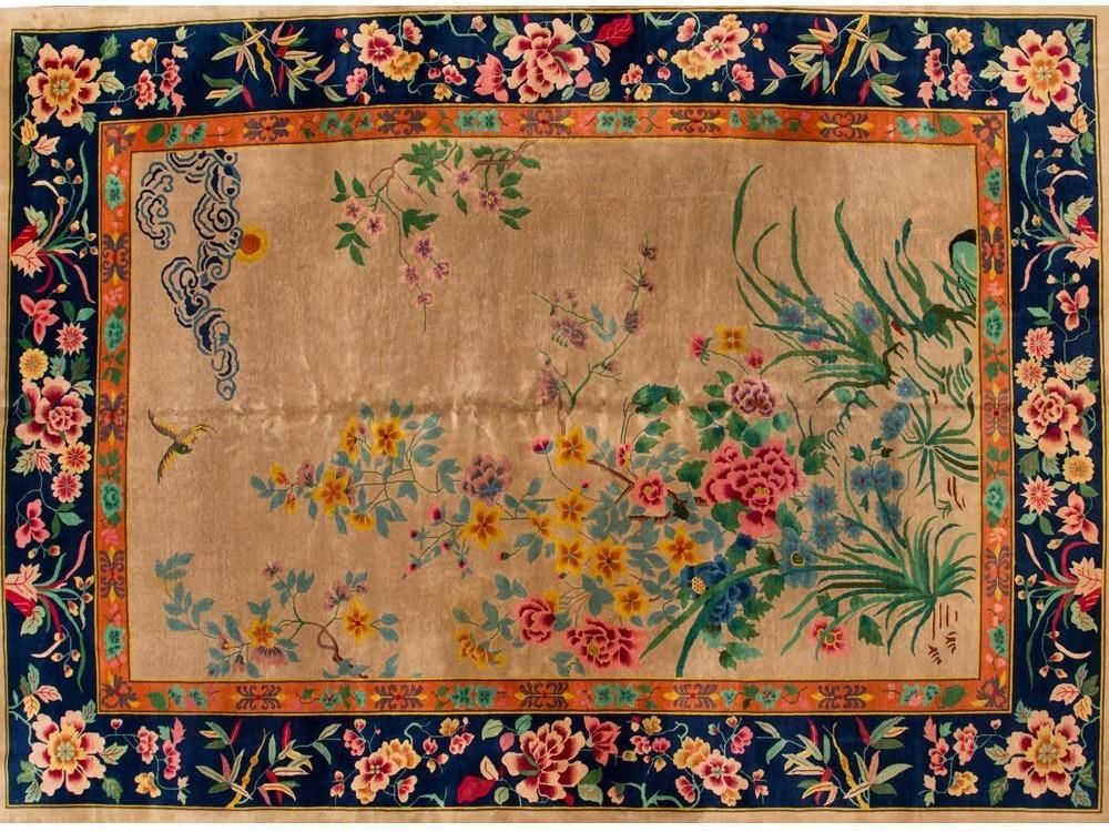 Antique Colorful Chinese Nichols Wool Rug 10 X 14