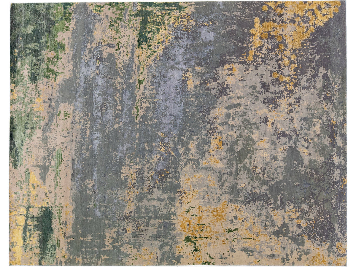 Modern Abstract Wool & Silk Rug 8 X 10