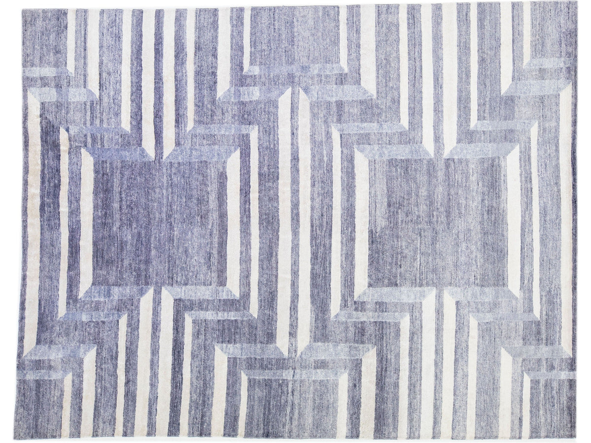 Modern Wool and Silk Rug 8 X 10