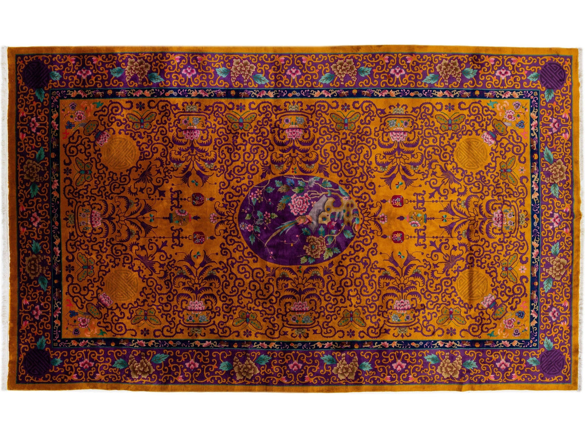 Antique Chinese Art Deco Wool Rug 12 X 20