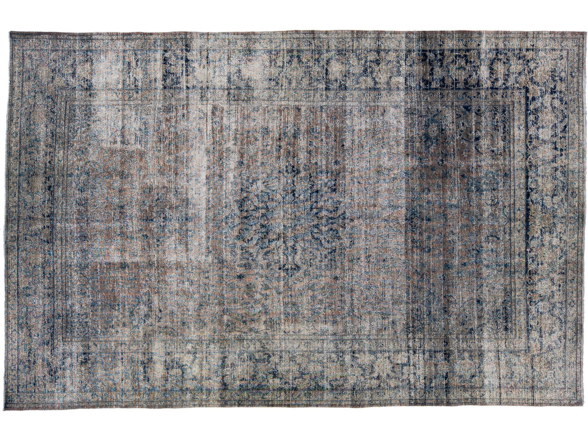 Antique Distressed Tabriz Wool Rug 10 X 15