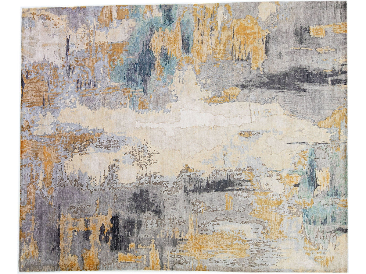 Modern Wool and Silk Rug 8 X 10