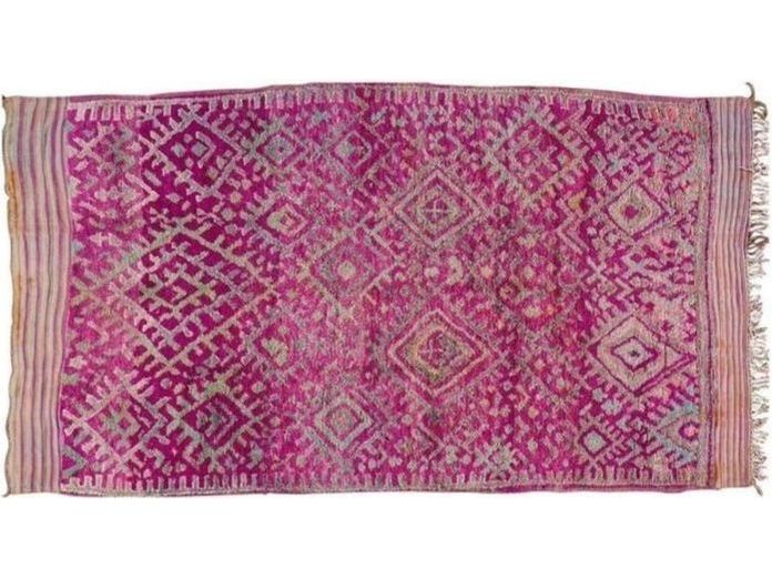 Vintage Geometric Purple Moroccan Wool Rug 7 X 12