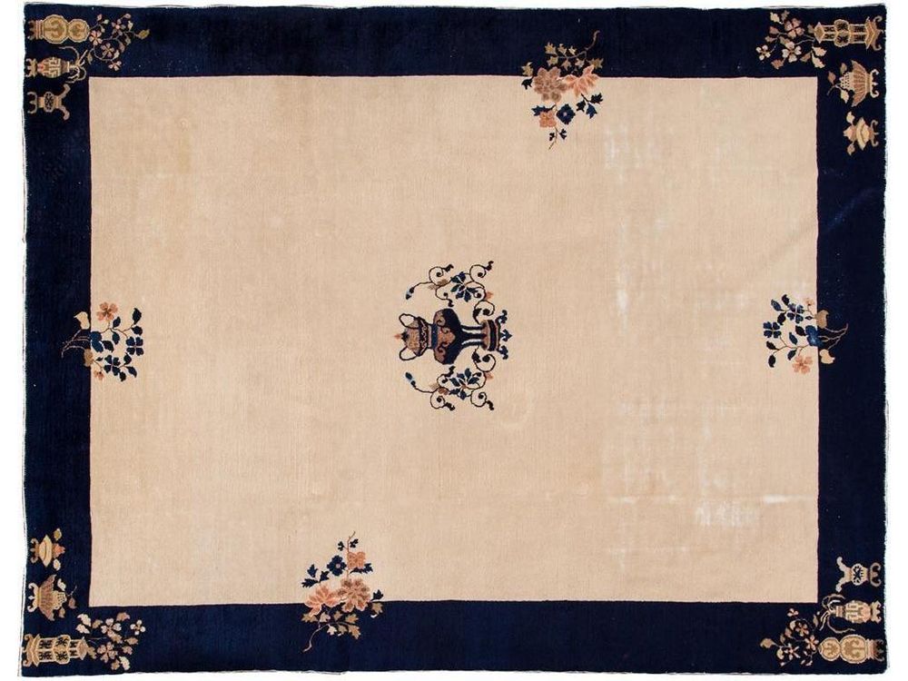 Antique Beige Peking Chinese Wool Rug  9 X 12