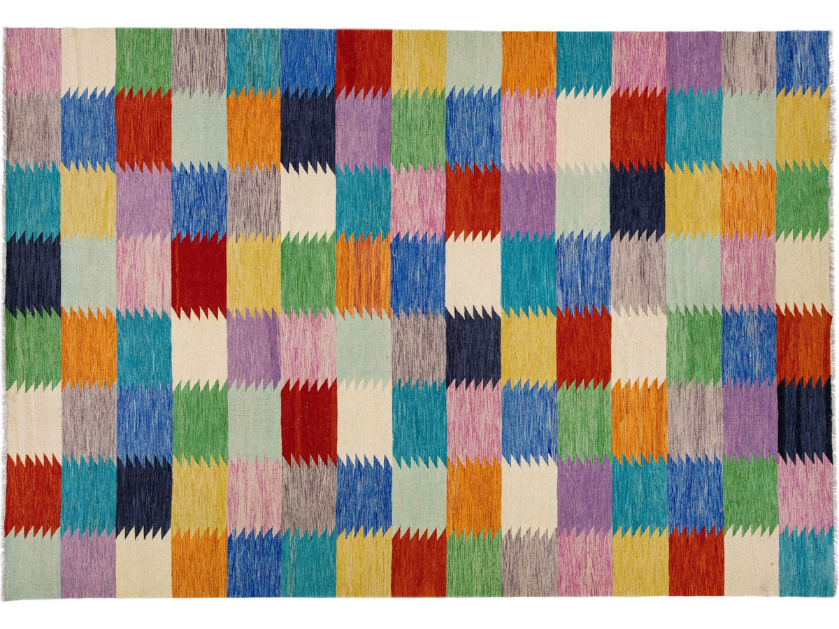 Modern Kilim Wool Rug 10 X 14