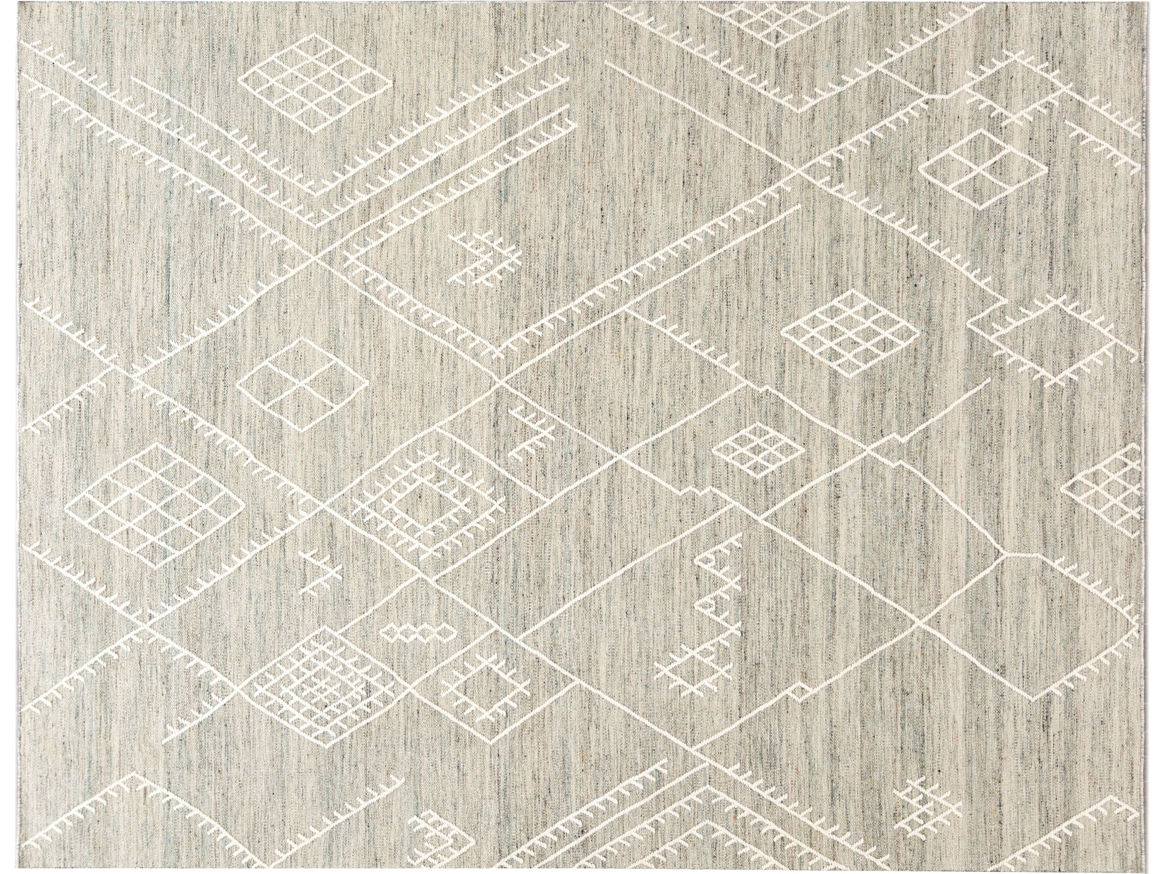 Beige Apadana's Nantucket Collection Flatweave Kilim Coastal Designed Wool Rug