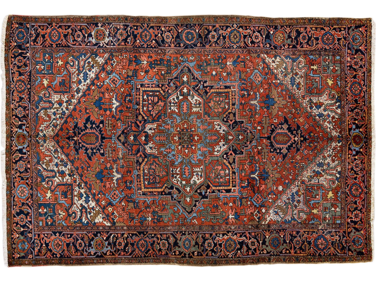 Antique Heriz Wool Rug 8 X 11