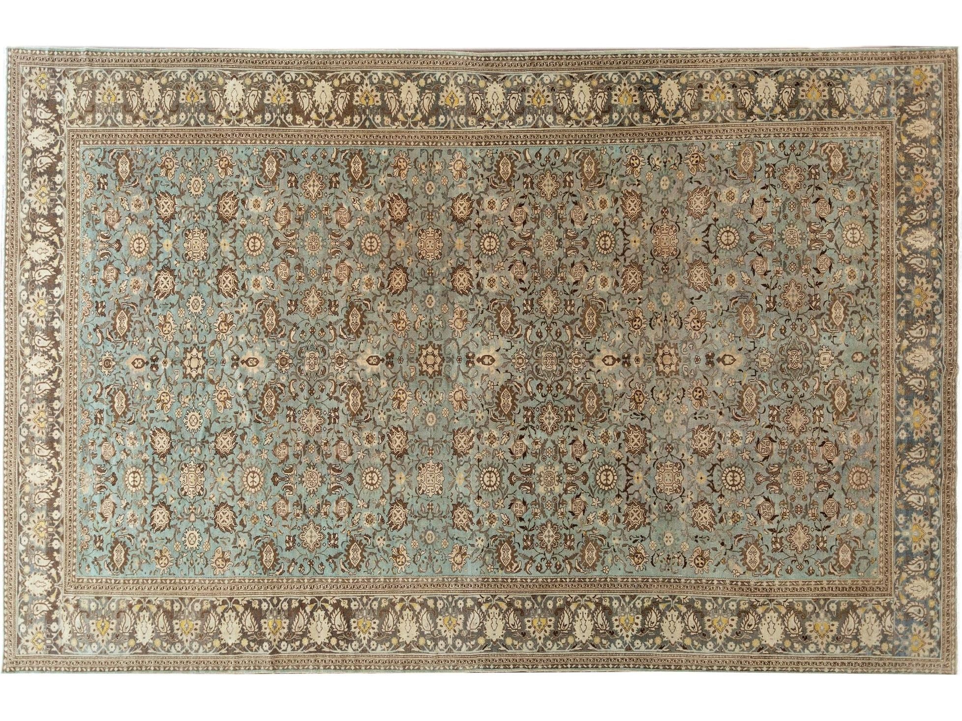 Blue Antique Malayer Handmade Persian Wool Rug with Allover Floral Motif