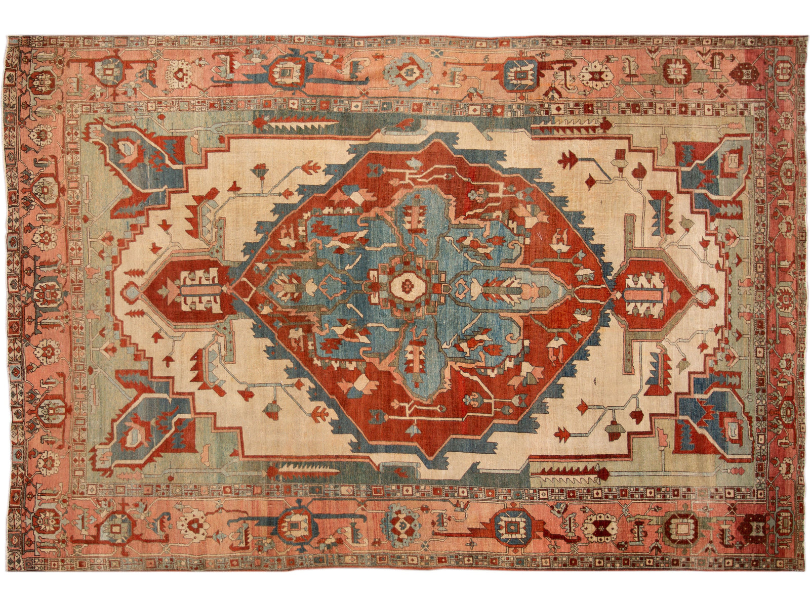 19th Century Antique Serapi Wool Rug 9 X 13