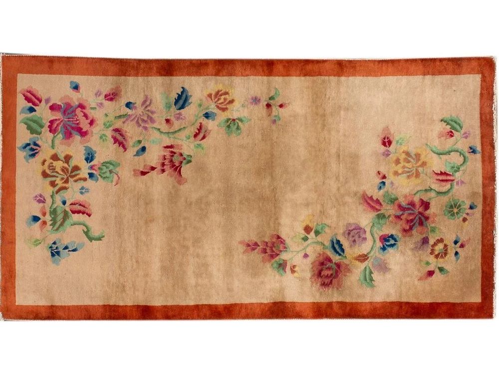 Antique Chinese Art Deco Wool Rug 4 X 7