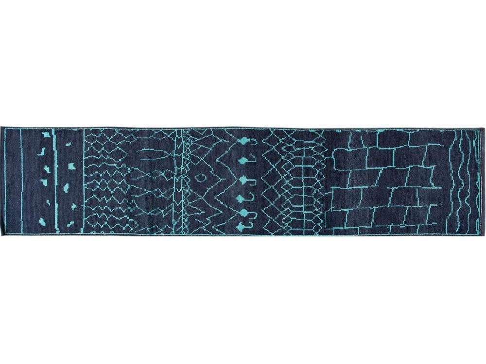 Modern Moroccan Style Wool Runner 3 X 14