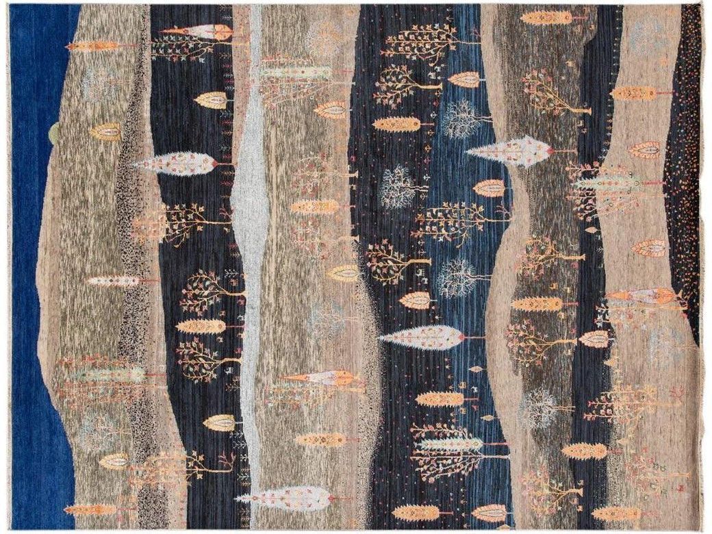 21st Century Modern Indian Gabbeh Style Rug  9 X 12