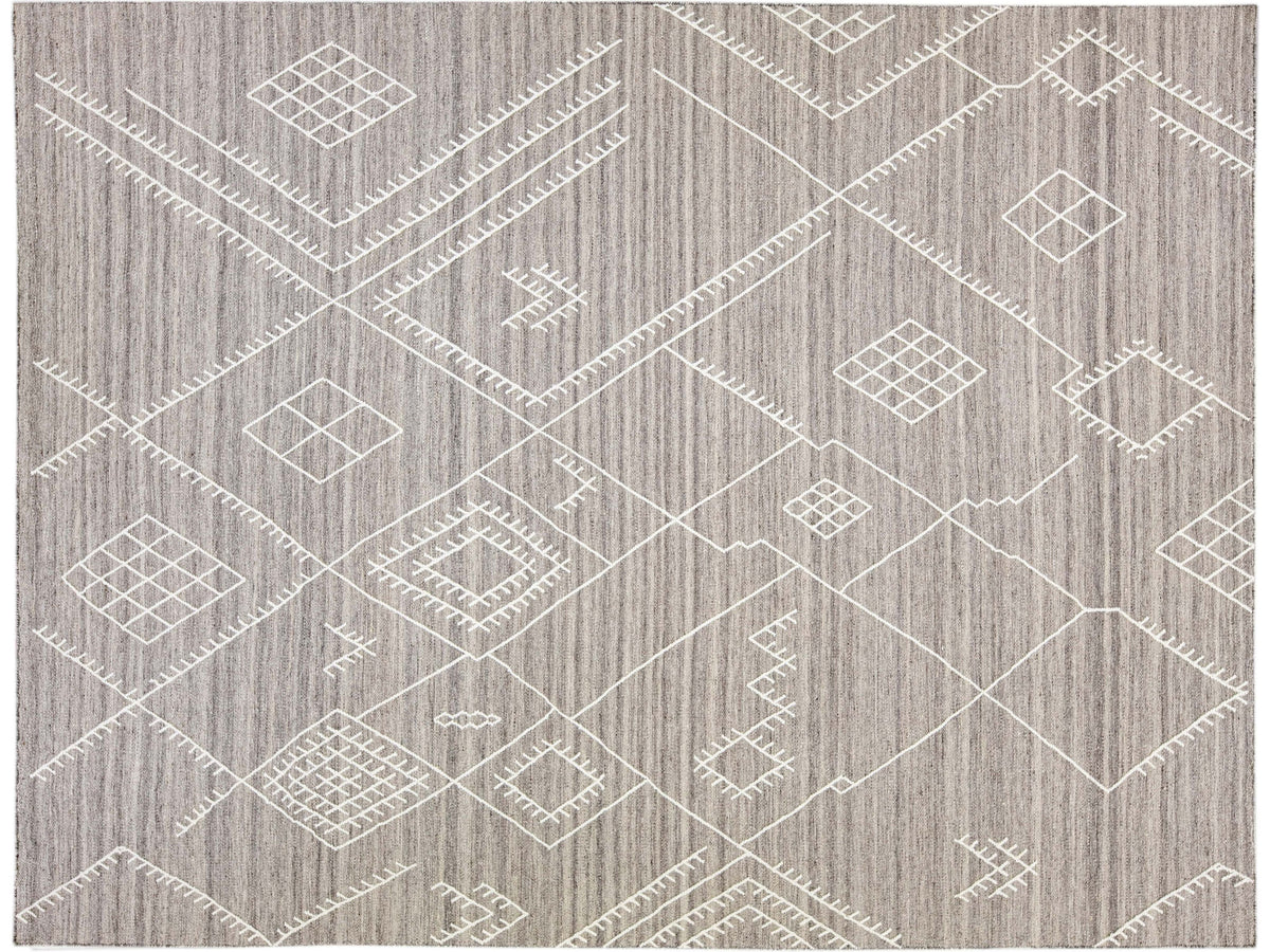 Modern Kilim Wool Rug 9 X 12