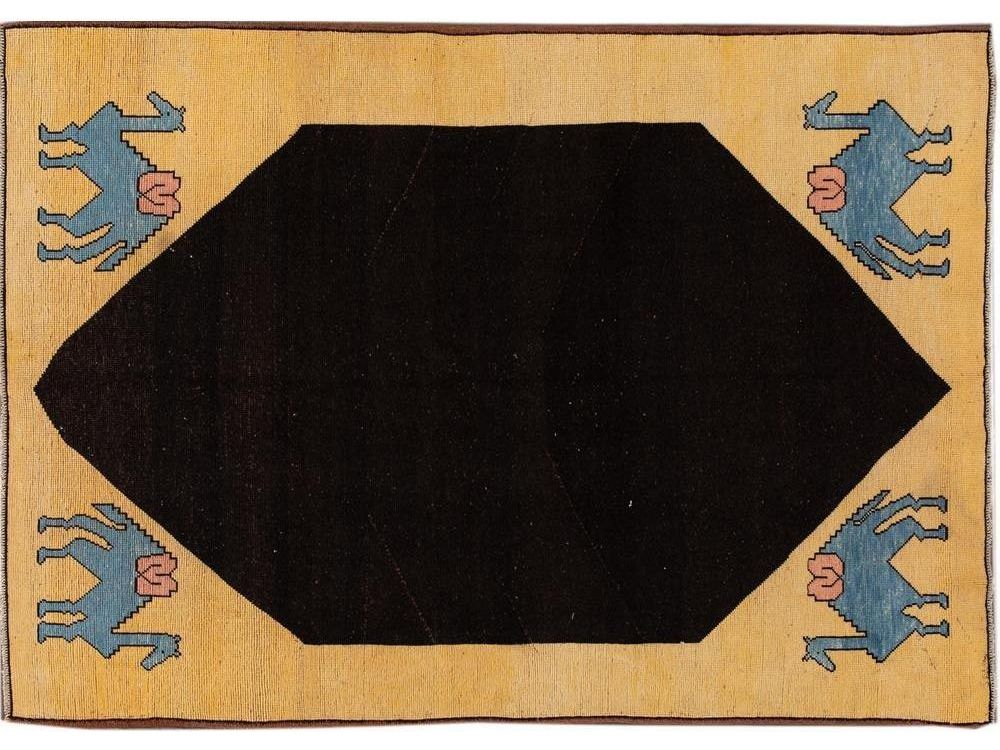 Vintage Art Deco Wool Rug 6 X 9