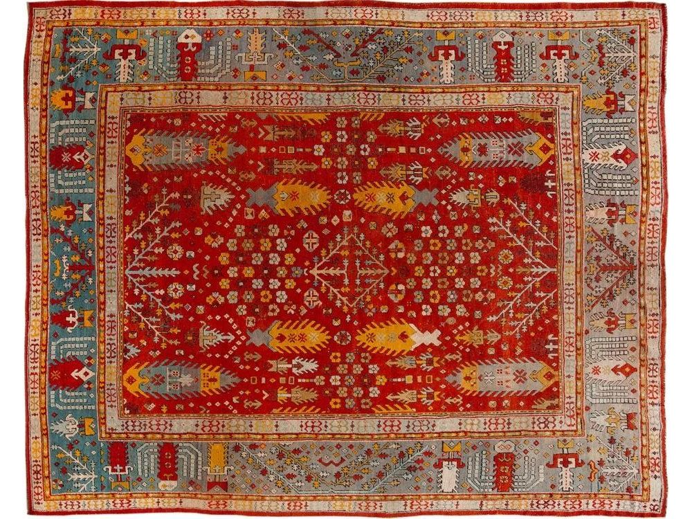 Late 19th Century Antique Oversize Oushak Wool Rug 12' x 15'