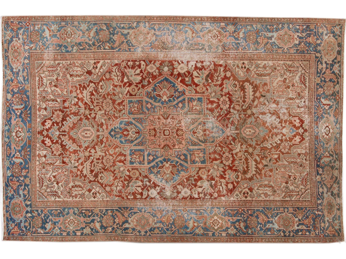Antique Heriz Wool Rug 8 X 12