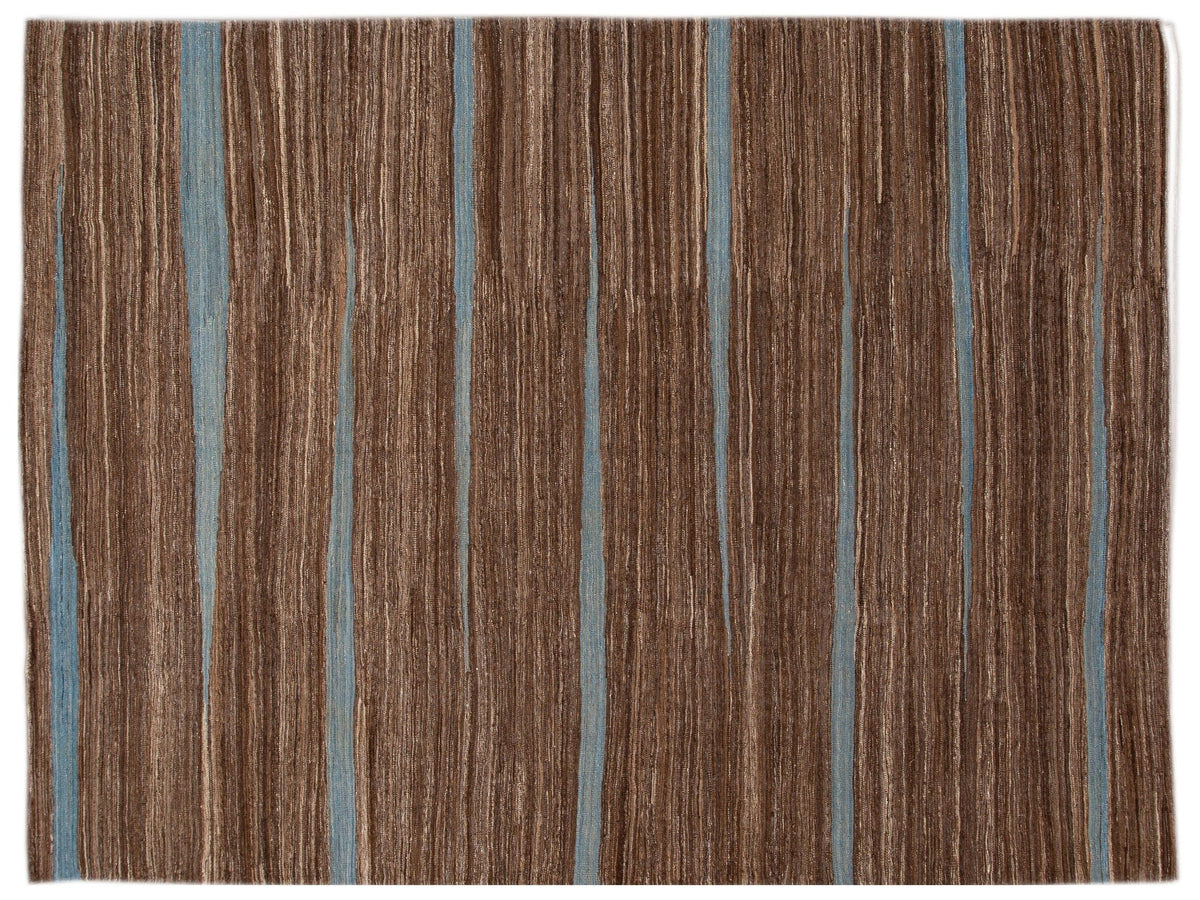 Modern Flat-Weave Wool Rug 9 X 12