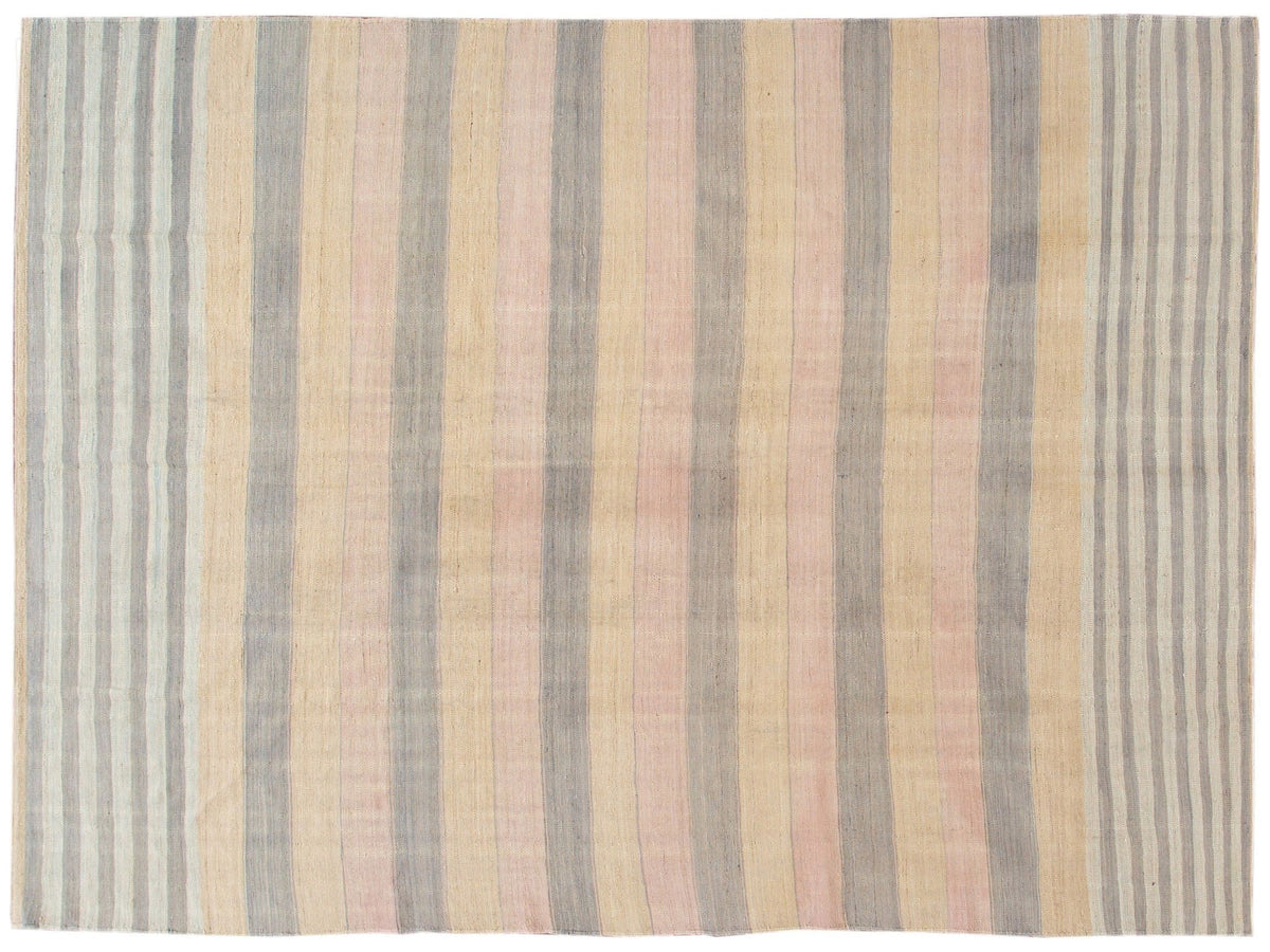 Striped Modern Kilim Wool Rug 9 X 11