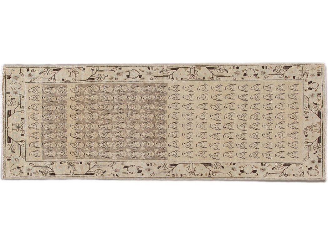 Vintage Distressed Wool Runner 3 X 9
